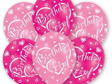 Birthday Girl All Around Printed Latex Balloons 11in, 6pcs Discount