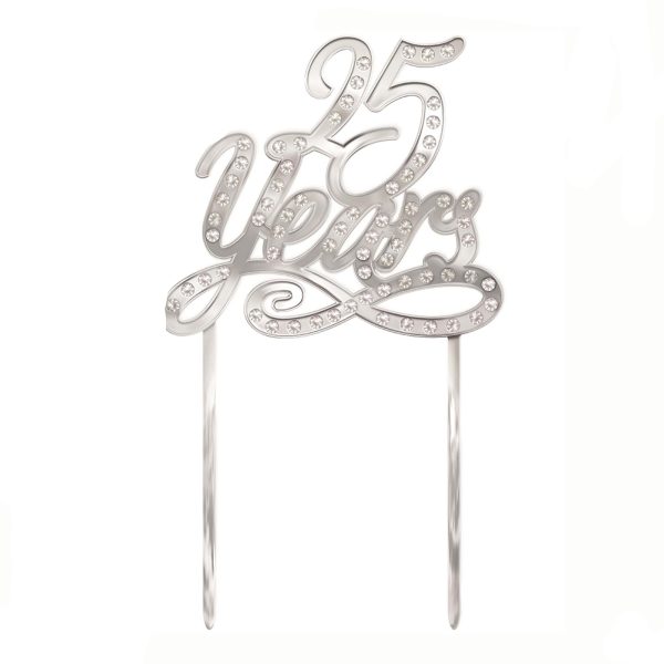 25 Years Silver Plastic Cake Topper Online Hot Sale