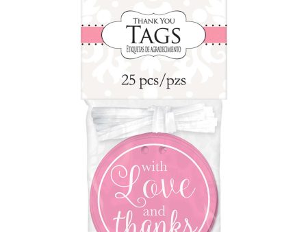 With Love And Thanks New Pink Tags 2in, 25pcs Discount