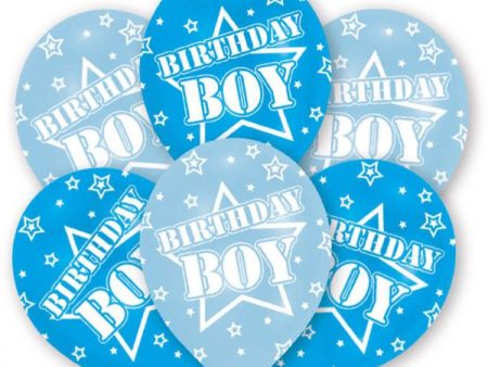 Birthday Boy All Around Printed Latex Balloons 11in, 6pcs Cheap