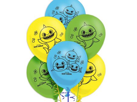 Baby Shark Latex Balloon 12in, 6pcs For Sale