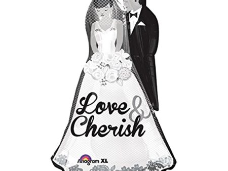 Love and Cherish Couple SuperShape Balloon 22 x 34in Online now