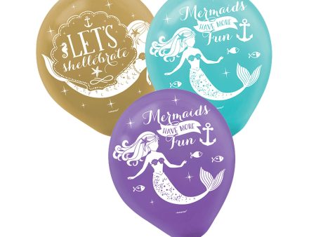 Mermaid Wishes Latex Balloons 12in, 6pcs Supply