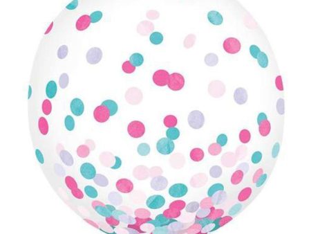 Clear Latex Balloons with Multi Tissue Confetti 24in, 2pcs For Sale