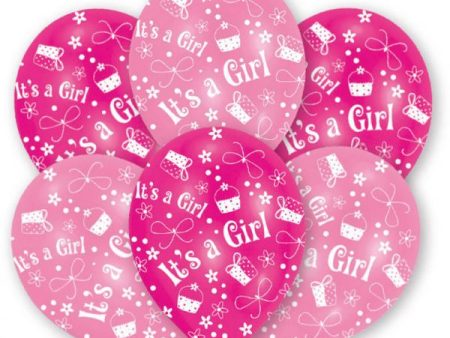 It s A Girl Printed Latex Balloons 11in, 6pcs on Sale