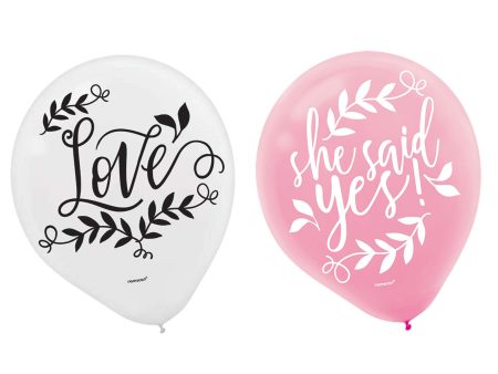 Love and Leaves Assorted Latex Balloons 12in 15pcs For Cheap